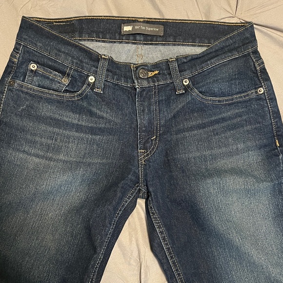 Levi's 524 Too Superlow Rise Y2K Blue Denim Skinny Jeans - Picture 5 of 12